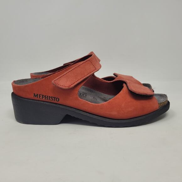 Cool Mephisto Sandals EU37 US7 Red Nubuck Clogs Slides Straps Slip On Comfort - Picture 2 of 15